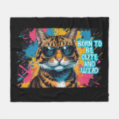 Gato tigrado rebelde con gafas y estilo urbano fleece deken (Voorkant (Horizontaal))