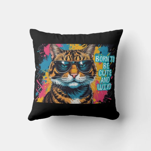 Gato tigrado rebelde con gafas y estilo urbano kussen (Achterkant)