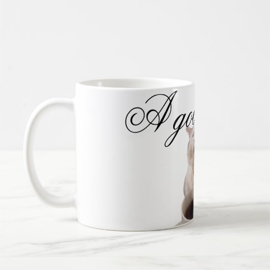 Gato tomando cafe  koffiemok (Links)