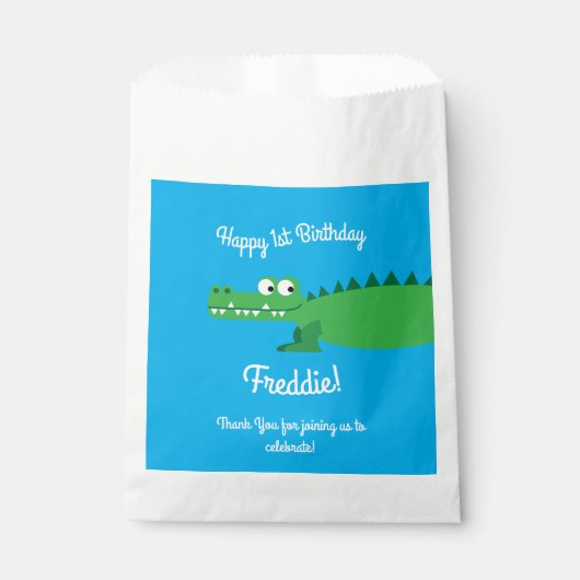 Gator Alligator Crocodile Kinder 1e verjaardag Bedankzakje (Voorkant)
