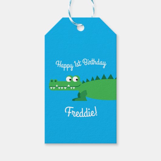 Gator Alligator Crocodile Kinder 1e verjaardag Cadeaulabel (Voorkant)