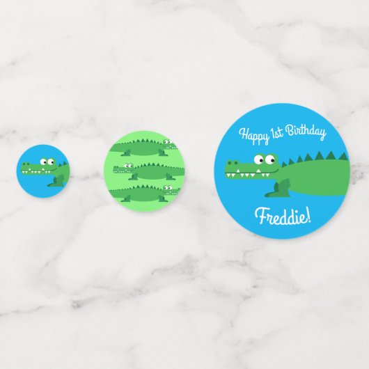 Gator Alligator Crocodile Kinder 1e verjaardag Confetti (Achterkanten)