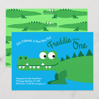 Gator Alligator Crocodile Kinder 1e verjaardag Kaart