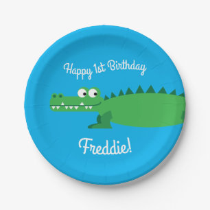 Gator Alligator Crocodile Kinder 1e verjaardag Papieren Bordje