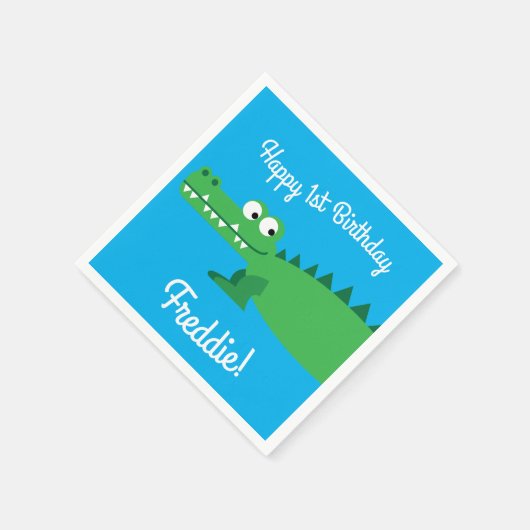 Gator Alligator Crocodile Kinder 1e verjaardag Servet (Hoek)