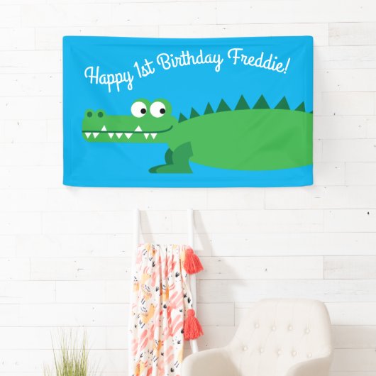 Gator Alligator Crocodile Kinder 1e verjaardag Spandoek (Insitu)