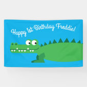 Gator Alligator Crocodile Kinder 1e verjaardag Spandoek (Horizontaal)