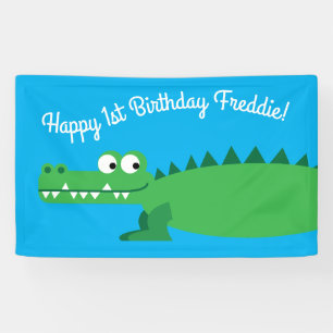 Gator Alligator Crocodile Kinder 1e verjaardag Spandoek
