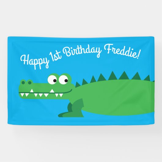 Gator Alligator Crocodile Kinder 1e verjaardag Spandoek (Horizontaal)