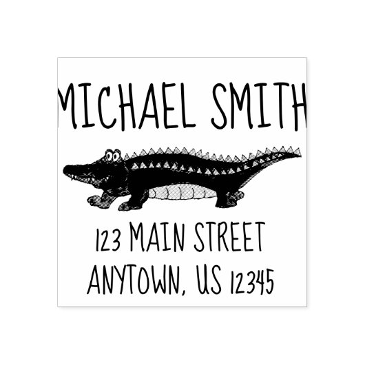 Gator Alligator Crocodile Persoonlijk adres Rubberstempel (Afrduk)