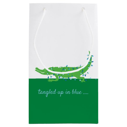 Gator Blues Kleine Glanzende Gift Bag Klein Cadeauzakje (Achterkant)