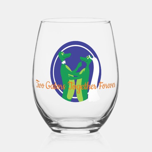 Gator Bruiloft Stemless Wijnglas Zonder Voet (Voorkant)