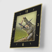 Gator Catching Lunch Action Photography Vierkante Klok (Hoek)