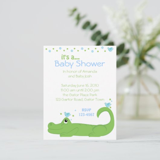 Gator en blauwe vogels kaart (Staand voorkant)