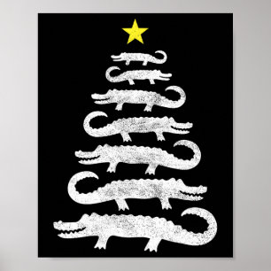 Gator Kerstboom Wild Alligator Xmas Funny A Poster