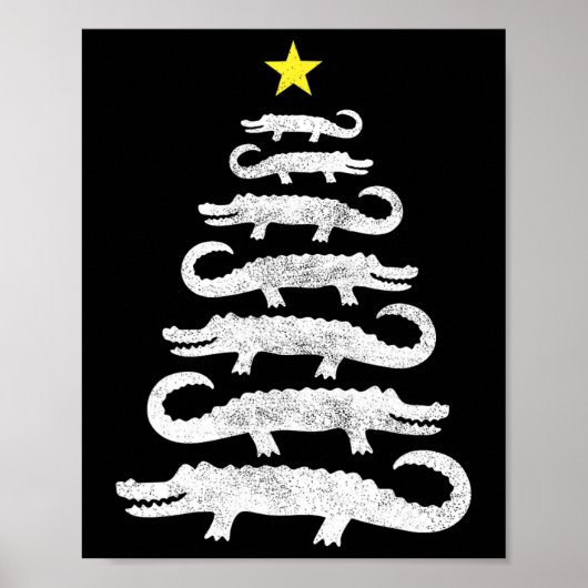 Gator Kerstboom Wild Alligator Xmas Funny A Poster (Voorkant)