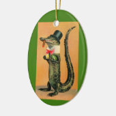 Gator met hoge hoed keramisch ornament (Links)