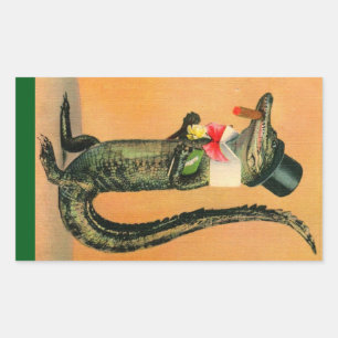Gator met hoge hoed rechthoekige sticker