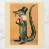 Gator met hoge hoed wijn etiket (Enkel label)