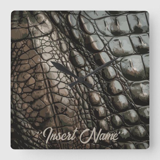 Gator-textuur Vierkante Klok (Voorkant)