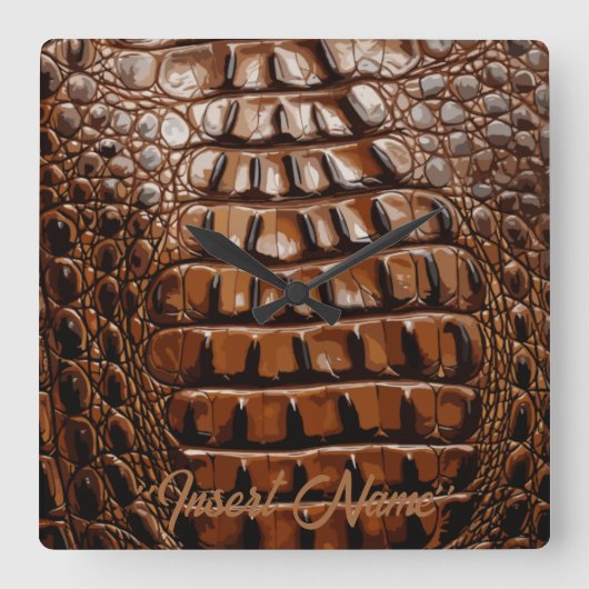 Gator-textuur Vierkante Klok (Voorkant)