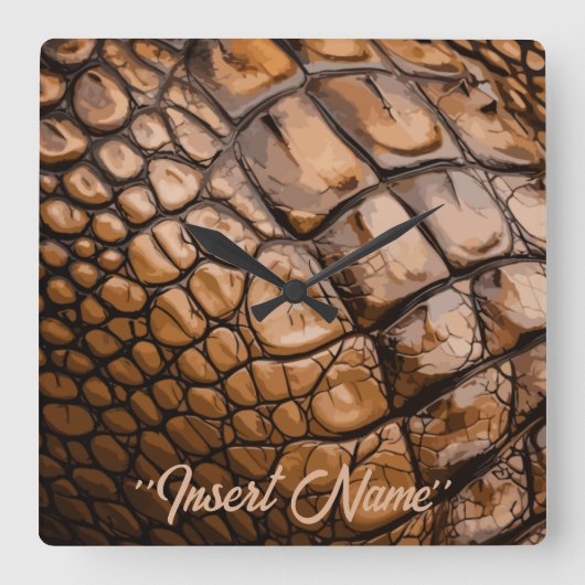 Gator-textuur Vierkante Klok (Voorkant)