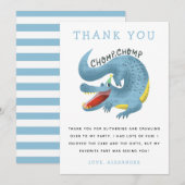 Gator Thema Verjaardagsfeestje Blauw Dank u Kaart (Voorkant / Achterkant)