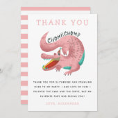 Gator Thema Verjaardagsfeestje Roze Dank u Kaart (Voorkant / Achterkant)