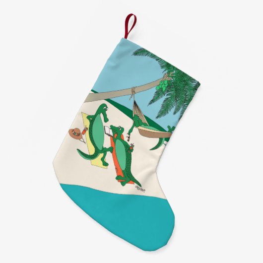 Gator Tropische Kerstkous Kleine Kerstsok (Voorkant (Hangend))