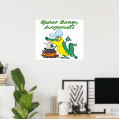 gatorsoep iedereen grappige alligator kookcartoon poster (Thuiskantoor)