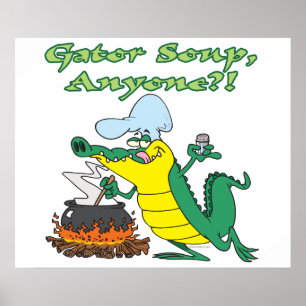 gatorsoep iedereen grappige alligator kookcartoon poster