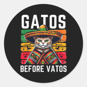 Gatos voor Vatos Funny Cat Mexicaanse kat Poncho F Ronde Sticker