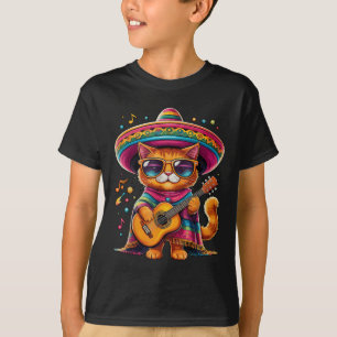 Gatos Voor Vatos Mexicaanse Kat Poncho Fiesta Cinc T-shirt