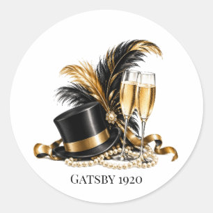 Gatsby 1920 Zwart & Goud Verjaardagsfeest Ronde Sticker
