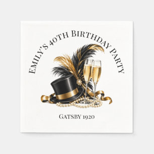 Gatsby 1920 Zwart & Goud Verjaardagsfeest Servet