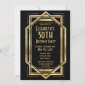 Gatsby 1920s Art Deco Black | Goud 30e verjaardag Kaart (Voorkant)