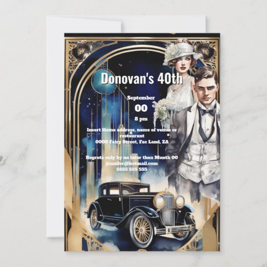 Gatsby 1920's ontwijken auto flapper man trendy kaart (Voorkant)
