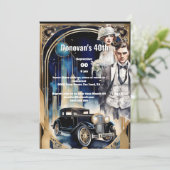 Gatsby 1920's ontwijken auto flapper man trendy kaart (Staand voorkant)
