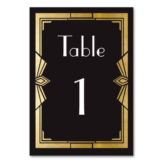 Gatsby 1920's Roaring 20s Table Number Wedding Kaart (Achterkant)