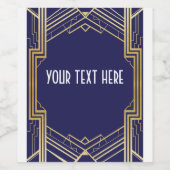 Gatsby 1920s Wijnfles Etiketten Navy Gold (Enkel label)