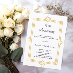 Gatsby 1920's witgouden 50ste huwelijksverjaardag kaart