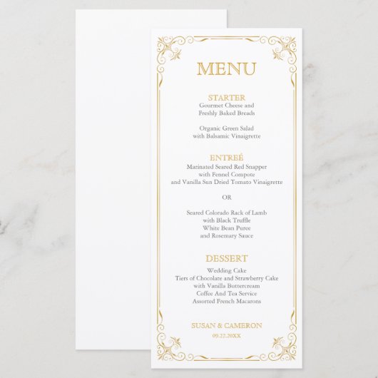 Gatsby Antiek Dinner Menu | Bewerkbare Kleur (Voorkant / Achterkant)