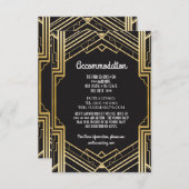 Gatsby Art Deco 1920 Accommodatie bruiloft Informatiekaartje (Voorkant / Achterkant)