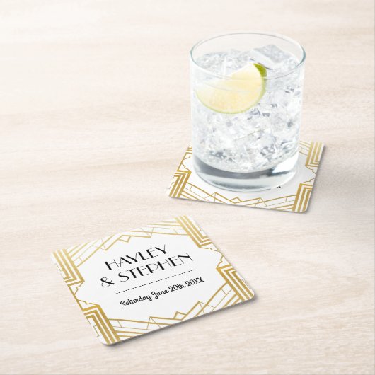 Gatsby Art Deco 1920 Onderzetters bruiloft (Insitu)