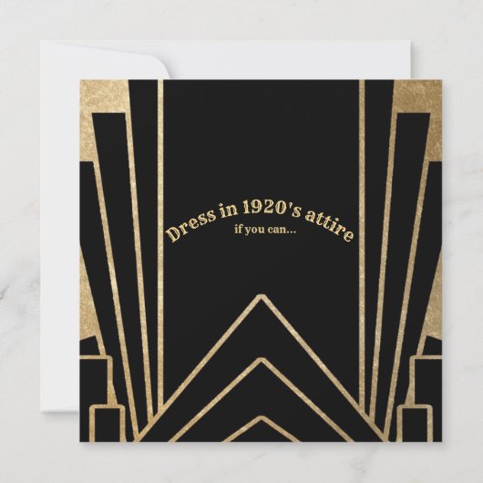Gatsby Art Deco 40th Birthday Party Kaart (Achterkant)