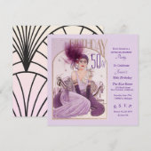 Gatsby Art Deco 50ste verjaardag uitnodigingen (Voorkant / Achterkant)