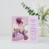 Gatsby Art Deco 50ste verjaardag uitnodigingen (Staand voorkant)