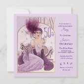 Gatsby Art Deco 50ste verjaardag uitnodigingen (Voorkant)