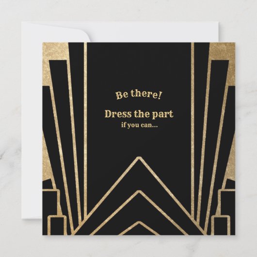 Gatsby Art Deco 50ste verjaardag uitnodigingen (Achterkant)