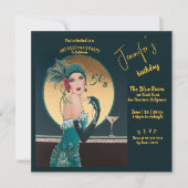 Gatsby Art Deco 50ste verjaardag uitnodigingen (Voorkant)